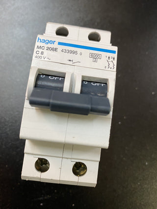 Hager MC 208E Leitungsschutzschalter C8 | 2-polig | Sicherungsautomat 8A0