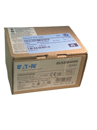 3x Eaton 100NHG00B NH-Sicherung NH00 gG/gL 100A 500V Doppelkennmelder – NEU0