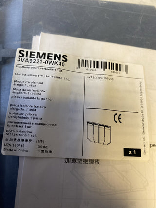 Siemens 3VA9221-0WK40 Isolationsplatte (4-polig) – NEU & OVP2