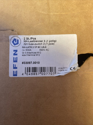 EFEN NH-Sicherungs-Lasttrennschalter NH-LATR 3 1P SC L6L6 (Größe 3) – NEU & OVP0