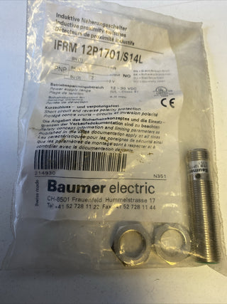 Baumer IFRM 12P1701/S14L Induktiver Näherungsschalter M12 PNP NO – NEU & OVP3