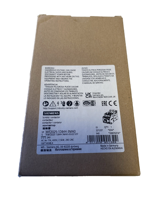 Siemens SIRIUS Leistungsschütz 3RT2025-1DB44-3MA0 17A 7,5kW DC 24V 2S+2Ö1