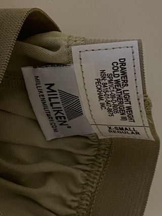 US Army X-Small Regular Silks Gen III Level 1 Kaltwetterhose Bottom Sand Goo