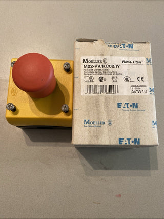  Eaton Moeller M22-PV/KC02/IY Not-Halt-Taster im Gehäuse – NEU & OVP 