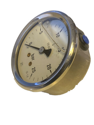 NEU Manometer waagerecht (CrNi/Ms) Ø 100mm, 0-25 bar | G 1/2" Edelstahl/Messing3
