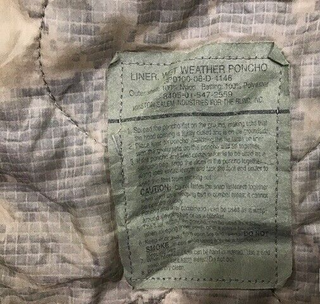 ACU Wet Weather Poncho Liner - NSN # 8405-01-547-25590