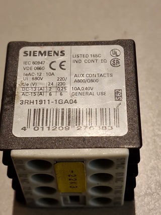 Siemens 3RH1911 Hilfsschalterblock Hilfsschütz SIRIUS Baureihe S00-S12 Gebraucht4