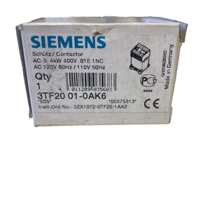 Siemens 3TF2001-0AK6 Kleinschütz Schütz 3-polig 110V AC 9A NEU OVP1