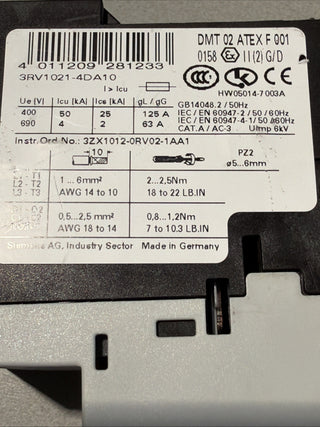 Siemens Sirius Leistungsschalter 3RV1021-4DA10 Motor protection circuit breaker6