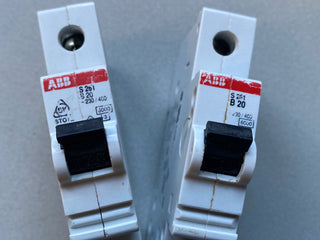 2x ABB S201-B20 Leitungsschutzschalter 1-polig 20A Sicherung 6kA – Gebraucht0