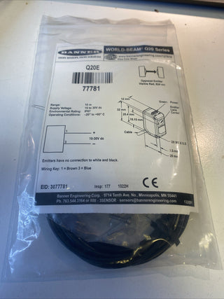 BANNER Q20E (77781) Fotoelektrischer Emitter Sensor | Demo-Einheit | NEU1