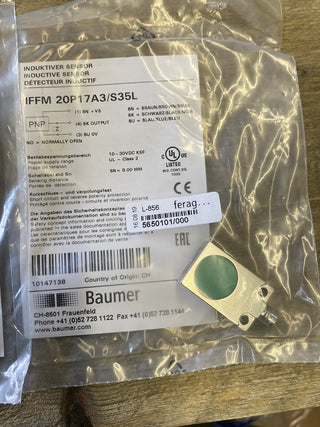 Baumer IFFM 20P17A3/S35L Induktiver Näherungsschalter – NEU – 10147138 – PNP NO0
