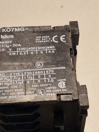 1x Iskra K07MG-10-BD Kleinschütz 24V DC Spule 4kW 9A Schütz #2 GEBRAUCHT5