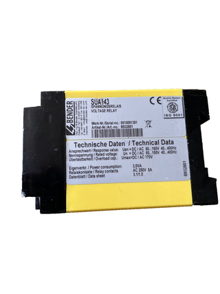 Bender Spannungsrelais SUA143 (B9328xx) - Voltage Relay - Guter Zustand2