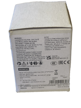 Siemens SENTRON Lasttrennschalter 3LD2103-0TK53 | Haupt-/NOT-AUS-Schalter 3-poli0