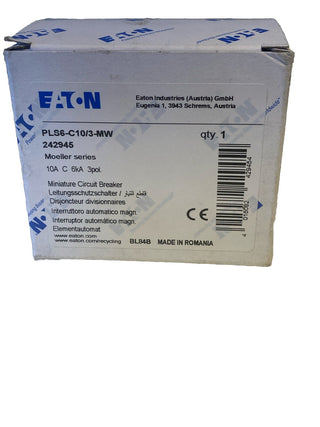 PLS6-C10/3-MW 242945 EATON ELECTRIC Überstromschalter, 10A, 3 p, Typ C Charakter1