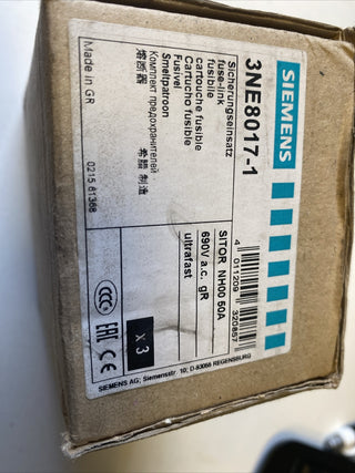 Siemens 3NE8017-1 SITOR Sicherungseinsatz 50A Gr.00 neu
