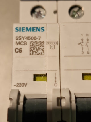 Siemens 5SY6506-7 Leitungsschutzschalter C6A 1P+N 230V Automaten – Neu ohne OVP5