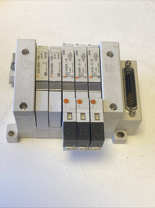 SMC Ventil-Set VQ1000 Serie: 3x Magnetventil VQ1100N-5 & 2x Blindplatte VVQ1000-1