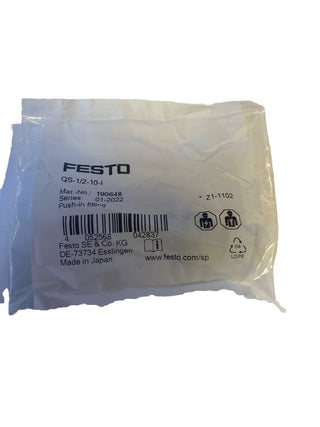 Festo QS-1/2-10-I Steckverschraubung (190648) R1/2" auf 10mm – NEU & OVP0