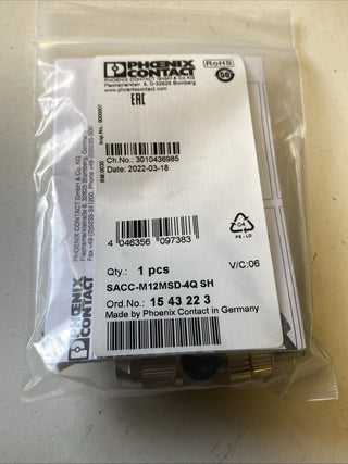 Phoenix Contact SACC-M12MSD-4Q SH 1543223 M12 Stecker D-kodiert 4-polig NEU & OV