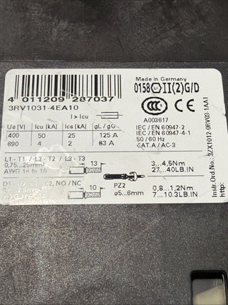Siemens SIRIUS Leistungsschalter 3RV1031-4EA10 | 22-32A Motorschutz2