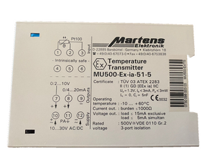 MARTENS MU500Ex-IA 51-5 Ex Temperatur-Messumformer für Pt100, universal, galvani1