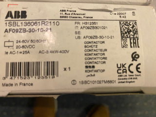 ABB AF09Z-30-10-21 Schütz 24–60V AC/DC 25A 3-polig neu OVP0
