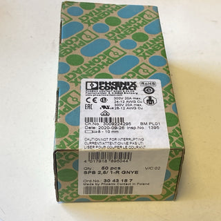 50x Phoenix Contact SPB 2,5/ 1-R GNYE COMBI-Stecker (Art.-Nr. 3043187) – NEU & O