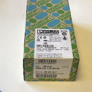 50x Phoenix Contact SPB 2,5/ 1-R GNYE COMBI-Stecker (Art.-Nr. 3043187) – NEU & O