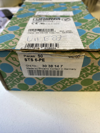 50x Phoenix Contact 3038147 Zugfeder-Schutzleiterklemme STS 6-PE STS6PE3