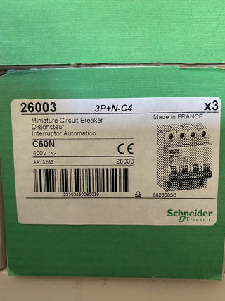 Schneider Electric C60N 3P+N-C4 26003 Leitungsschutzschalter LS 4A C-Charakteris0