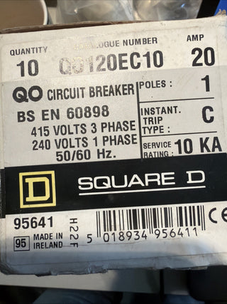 Square D QOE C20 Leitungsschutzschalter 20A Typ C 10kA – 5x neu5