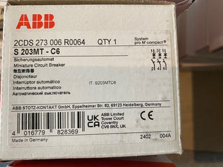 ABB Sicherungsautomat 2CDS273006R0064 Typ S203MT-C60
