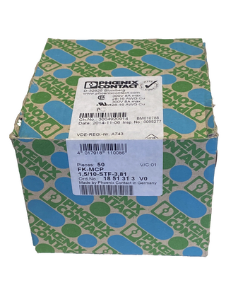 50x Phoenix Contact 1851313 FK-MCP 1,5/10-STF-3,81 Leiterplattenstecker – NEU2