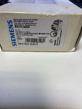 Siemens 3RV1021-0JA10 SIRIUS Motorschutzschalter, Größe S0, 0,7-1 A0