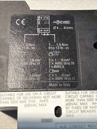 Siemens 3VU1300-1MF00 Leistungschalter für Motorschutz 1NO + 1N 25A ,415V-690V3