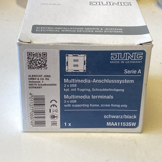 Jung MA A 1153 SW Multimedia-Anschluss 2x USB 2.0 Serie A/AS Schwarz Matt Neu2
