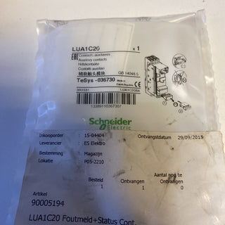 Schneider Electric LUA1C20 Zusätzlicher Kontaktblock LUA 1S+1S0