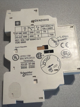 Schneider TeSys GVAD1010 Hilfsschalter 1NO+1NC neu o. OVP0