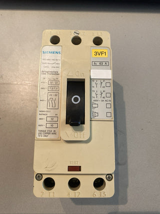 Siemens 3VF1231-1FK41-0AA0 Kompaktleistungsschalter MCCB 3-polig 63A