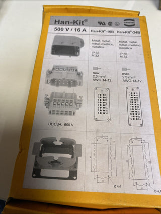 HARTING HAN 24B Schwere Steckverbinder Steckverbindersatz 24+PE-polig, 500 V / 10