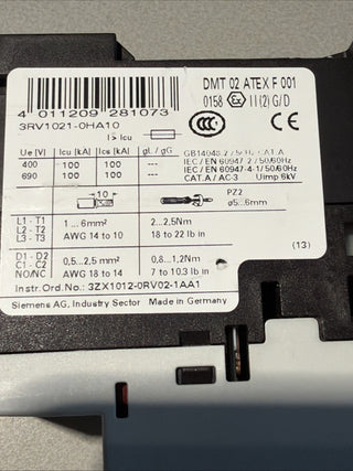 Siemens 3RV1021-0HA10 Leistungsschalters,2