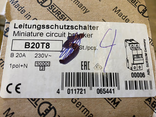 1x ABL Sursum B20T8 Leitungsschutzschalter B20 20A 2-polig Sicherungsautomat NEU1
