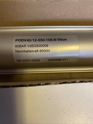 2er Set Grasl Pneumatic PODV40/12-550-105-8-Viton Pneumatikzylinder, NEU5