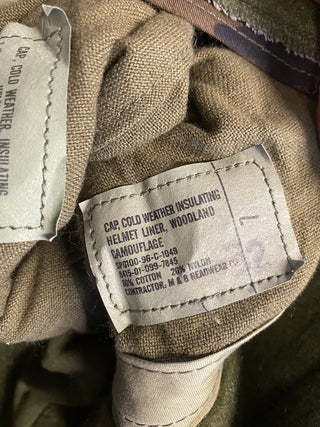 US Military Original Woodland Camo Helm Liner Kälteschutz Gr. 7 NSN 8415-01-099-7