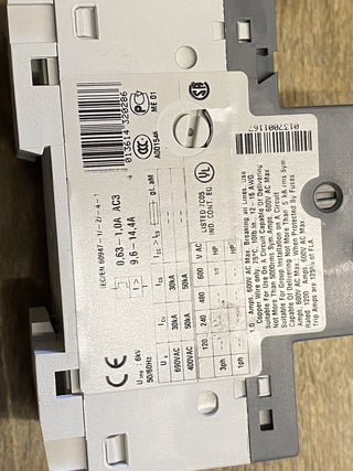 ABB MS116-1.6 MOTORSCHUTZSCHALTER AUSLÖSEKLASSE 10A, 1.0 ... 1.6 A 1SAM250000R103