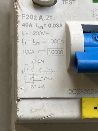 ABB F202 A-40/0,3 FI-Schutzschalter 2-polig 40A 300mA – Gebraucht2
