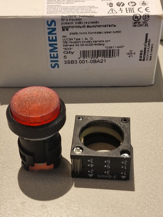 2x Siemens 3SB3001-0BA21 Leuchtdrucktaster rot NEU0