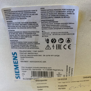 Siemens SENTRON 3LD2565-1GP51 Hauptschalter / Lasttrennschalter 63A 3-polig - NE1